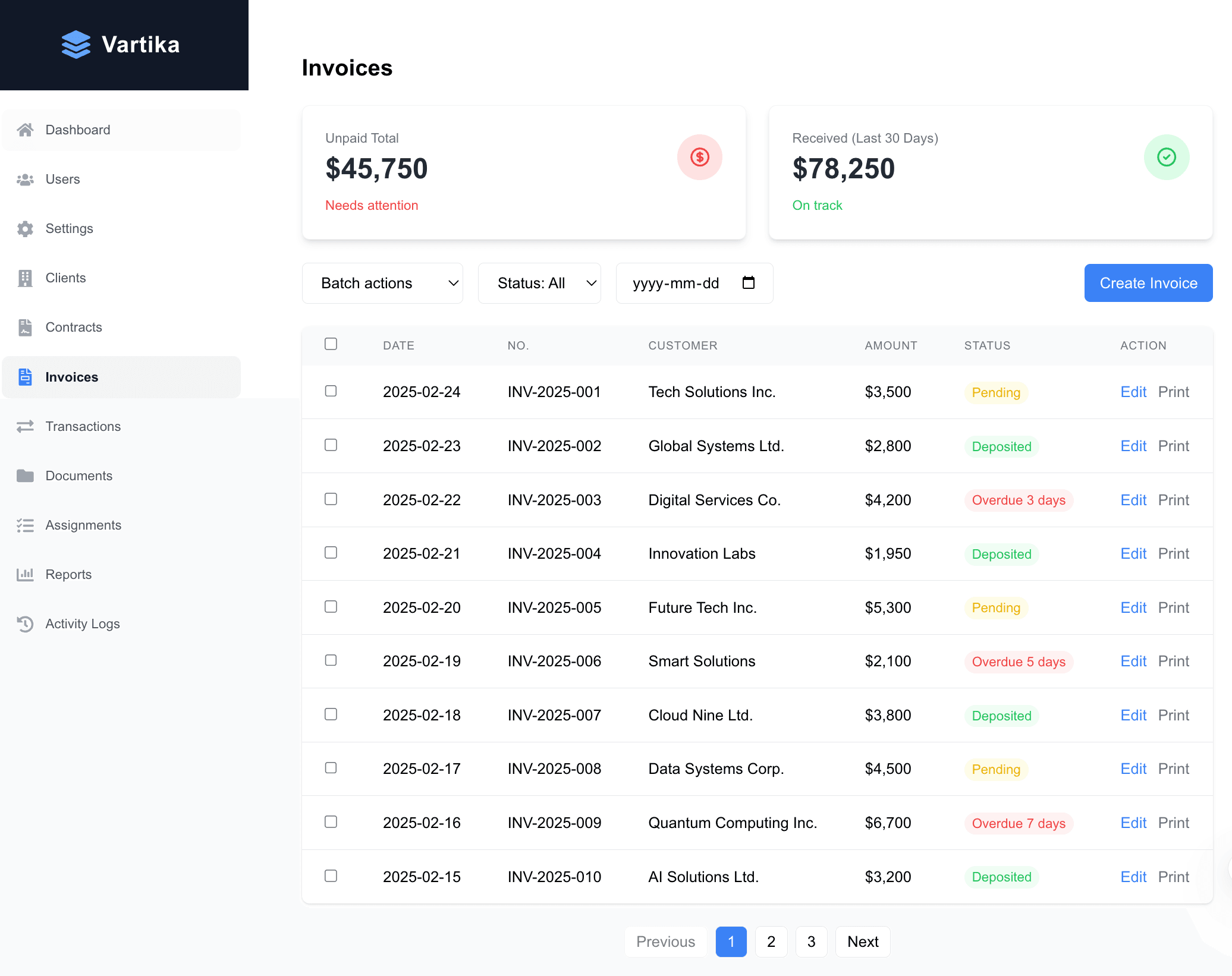 Invoices management
