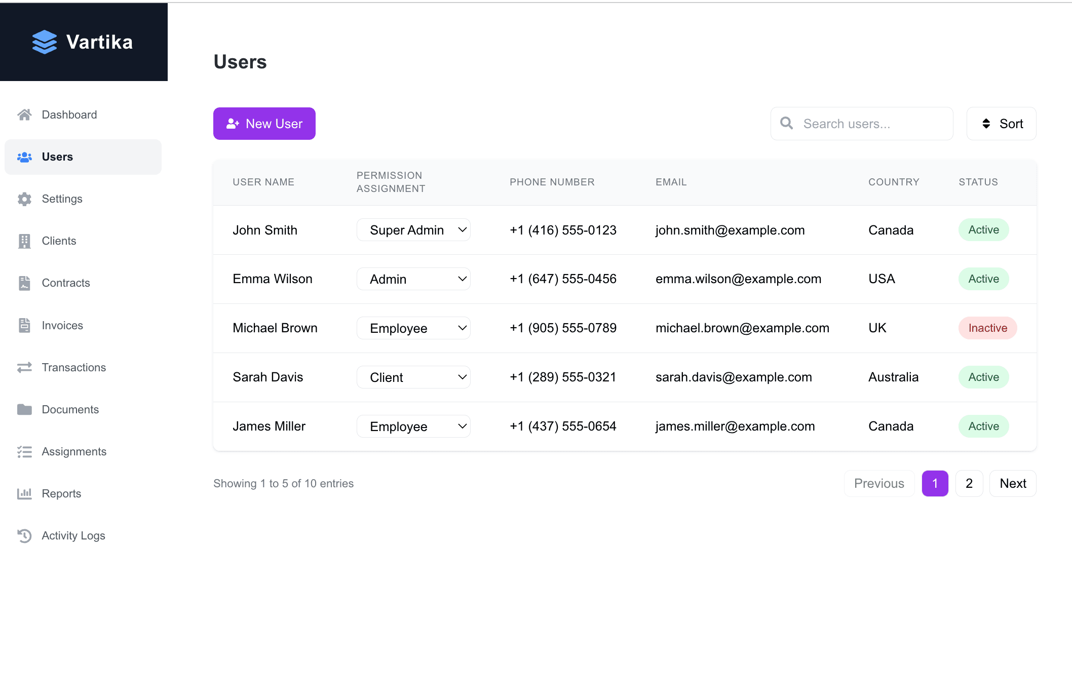 User settings